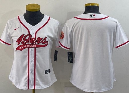 Women's San Francisco 49ers Blank White Baseball Jersey