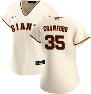 Women's San Francisco Giants #35 Brandon Crawford Cream Cool Base Jersey
