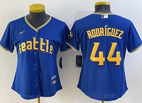 Women's Seattle Mariners #44 Julio Rodriguez Blue 2023 City Cool Base Jersey