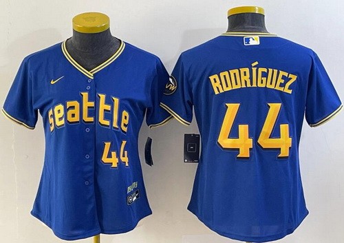 Women's Seattle Mariners #44 Julio Rodriguez Blue 2023 City Player Number Cool Base Jersey