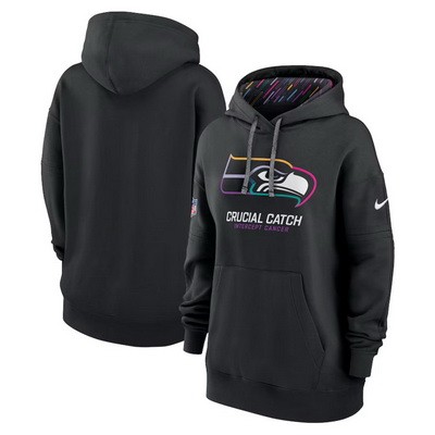 Women's Seattle Seahawks Black 2024 Crucial Catch Club Pullover Hoodie
