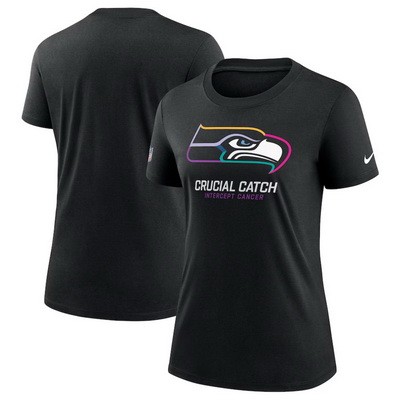 Women's Seattle Seahawks Black 2024 Crucial Catch T Shirt