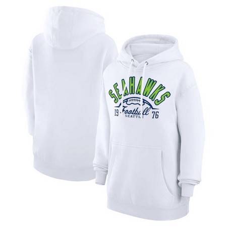 Women's Seattle Seahawks Starter White Half Ball Team Pullover Hoodie