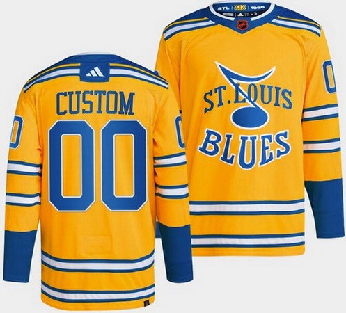 Women's St Louis Blues Customized Yellow 2022 Reverse Retro Authentic Jersey