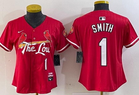 Women's St Louis Cardinals #1 Ozzie Smith Red 2024 City Connect Limited Jersey