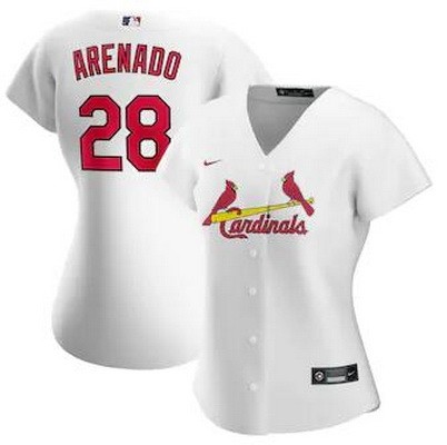 Women's St Louis Cardinals #28 Nolan Arenado White Cool Base Jersey