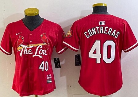 Women's St Louis Cardinals #40 Willson Contreras Red 2024 City Connect Limited Jersey