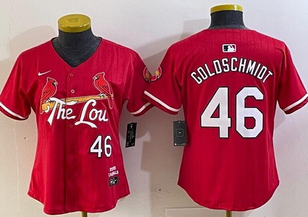 Women's St Louis Cardinals #46 Paul Goldschmidt Red 2024 City Connect Limited Jersey