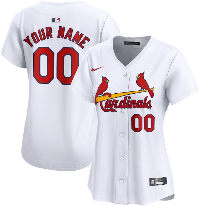Women's St Louis Cardinals Customized White Limited Jersey