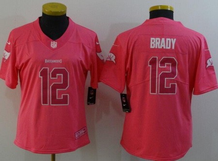 Women's Tampa Bay Buccaneers #12 Tom Brady Limited Pink Vapor Untouchable Jersey
