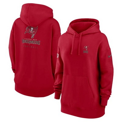 Women's Tampa Bay Buccaneers Red Sideline Club Fleece Pullover Hoodie