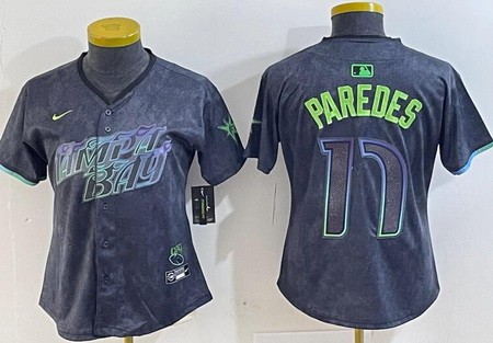 Women's Tampa Bay Rays #17 Isaac Paredes Charcoal 2024 City Connect Limited Jersey