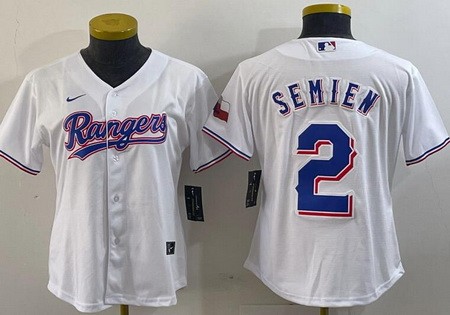 Women's Texas Rangers #2 Marcus Semien White 2024 Gold Collection Limited Cool Base Jersey