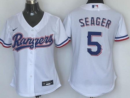 Women's Texas Rangers #5 Corey Seager White Cool Base Jersey
