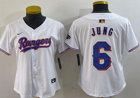 Women's Texas Rangers #6 Josh Jung White 2024 Gold Collection Limited Cool Base Jersey