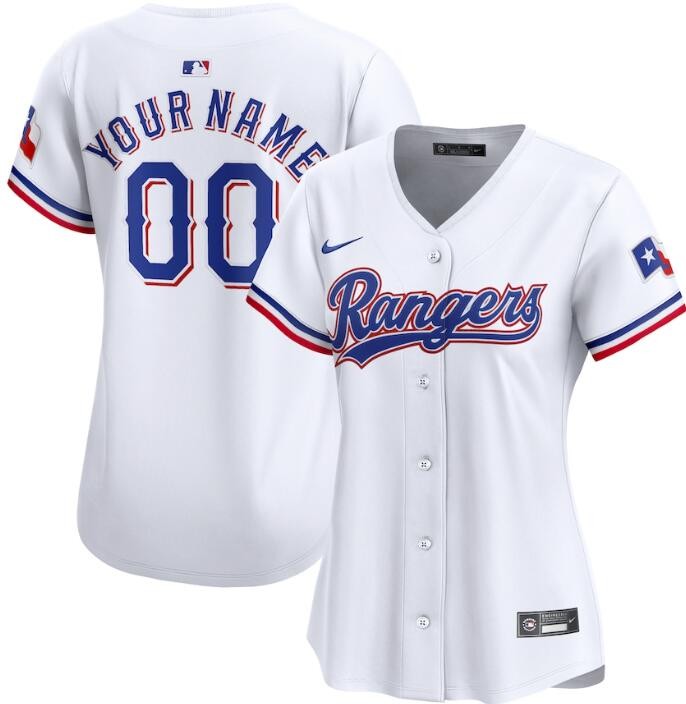 Women's Texas Rangers Customized White Limited Jersey