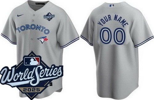 Women's Toronto Blue Jays Custom Gray 2025 World Series Cool Base Jersey