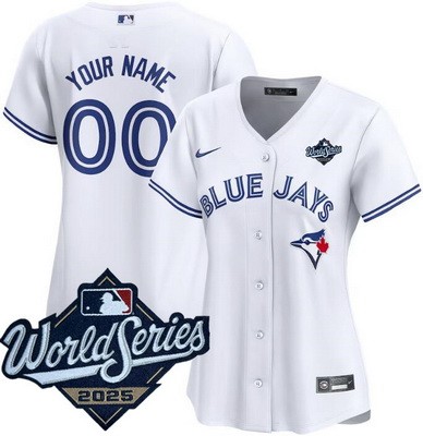 Women's Toronto Blue Jays Custom White 2025 World Series Cool Base Jersey