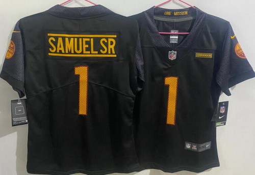 Women's Washington Commanders #1 Deebo Samuel Sr Limited Black Vapor Jersey