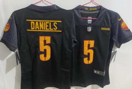 Women's Washington Commanders #5 Jayden Daniels Limited Black Vapor Jersey
