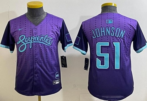 Youth Arizona Diamondbacks #51 Randy Johnson Purple 2025 City Connect Limited Jersey