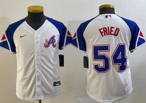 Youth Atlanta Braves #54 Max Fried White 2013 City Cool base Jersey