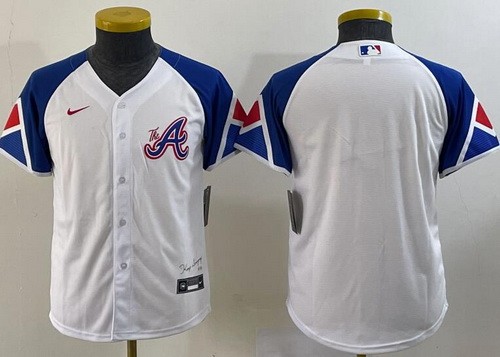 Youth Atlanta Braves Blank White 2023 City Cool Base Jersey