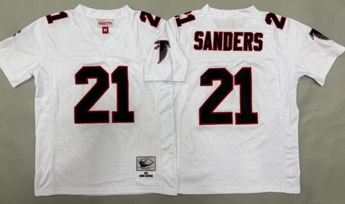 Youth Atlanta Falcons #21 Deion Sanders White Black 1992 Throwback Jersey