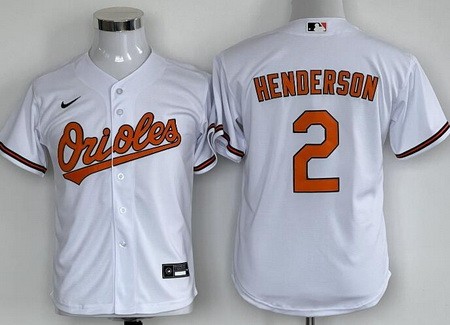 Youth Baltimore Orioles #2 Gunnar Henderson White Cool Base Jersey