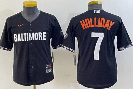 Youth Baltimore Orioles #7 Jackson Holliday Black City Connect Cool Base Jersey