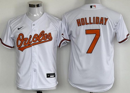 Youth Baltimore Orioles #7 Jackson Holliday White Cool Base Jersey