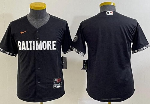 Youth Baltimore Orioles Blank Black 2023 City Connect Cool Base Jersey