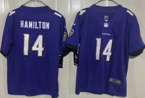 Youth Baltimore Ravens #14 Kyle Hamilton Limited Purple Vapor Jersey