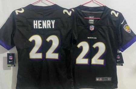 Youth Baltimore Ravens #22 Derrick Henry Limited Black Vapor Jersey