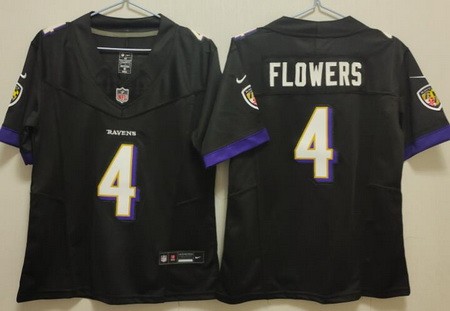 Youth Baltimore Ravens #4 Zay Flowers Limited Black FUSE Vapor Jersey