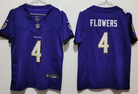 Youth Baltimore Ravens #4 Zay Flowers Limited Purple FUSE Vapor Jersey