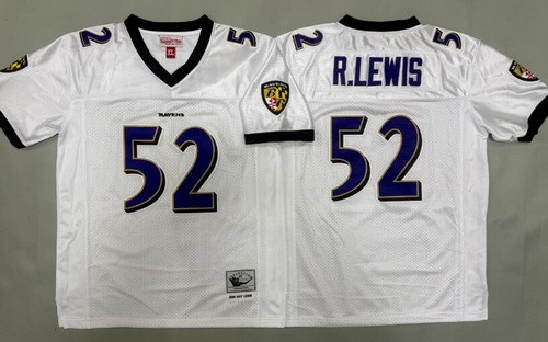Youth Baltimore Ravens #52 Ray Lewis White Throwback Jersey