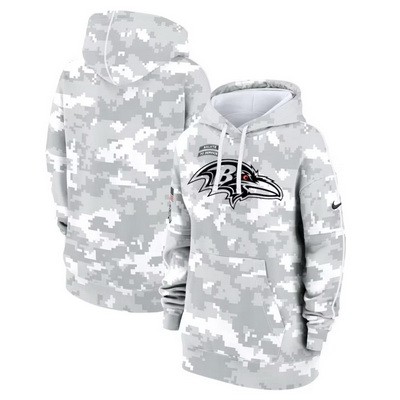 Youth Baltimore Ravens Arctic Camo 2024 Salute to Service Club Fleece Pullover Hoodie