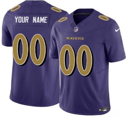 Youth Baltimore Ravens Customized Limited Purple FUSE Rush Color Jersey