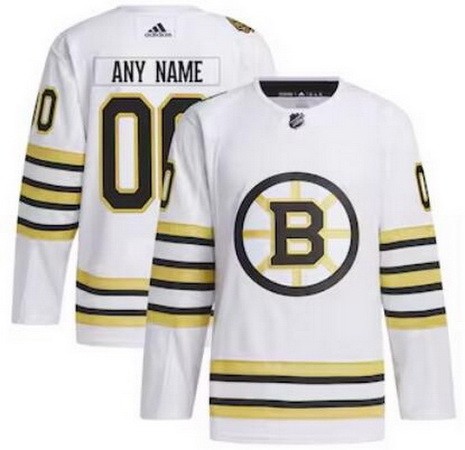 Youth Boston Bruins Customized White 100th Anniversary Authentic Jersey