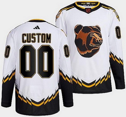 Youth Boston Bruins Customized White 2022 Reverse Retro Authentic Jersey