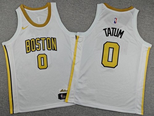Youth Boston Celtics #0 Jayson Tatum White 2025 City Swingman Jersey