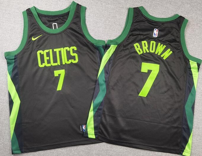 Youth Boston Celtics #7 Jaylen Brown Black 2024 City Swingman Jersey
