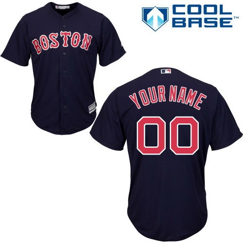 Youth Boston Red Sox Customized Navy Blue Cool Base Jersey