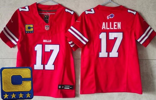Youth Buffalo Bills #17 Josh Allen Limited Red C Patch FUSE Vapor Jersey