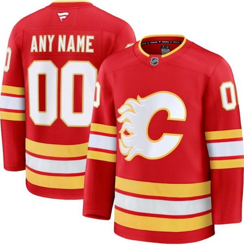 Youth Calgary Flames Customized Red Fanatics Authentic Jersey