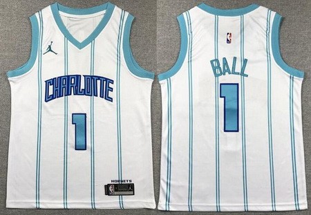 Youth Charlotte Hornets #1 Lamelo Ball White Icon Swingman Jersey
