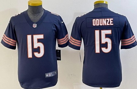 Youth Chicago Bears #15 Rome Odunze Limited Navy Vapor Jersey