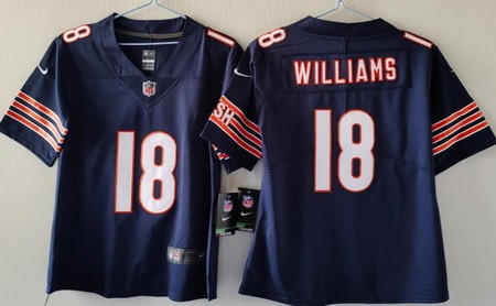 Youth Chicago Bears #18 Caleb Williams Limited Navy Vapor Jersey