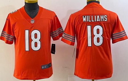 Youth Chicago Bears #18 Caleb Williams Limited Orange Vapor Jersey